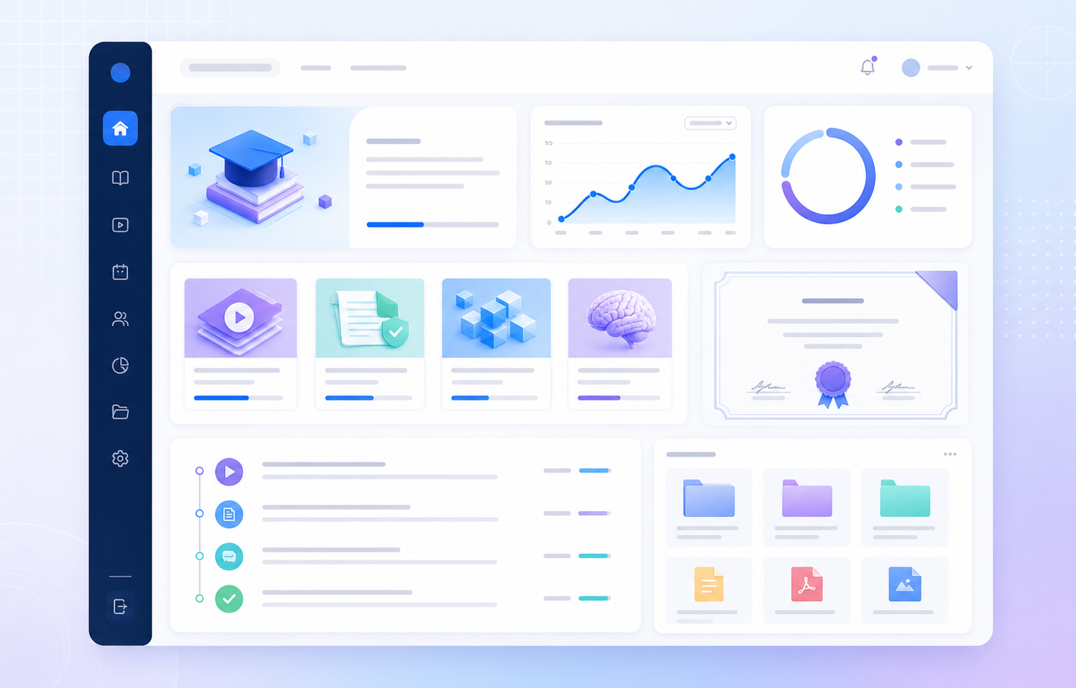 SkillHub learning dashboard with course progress and achievements